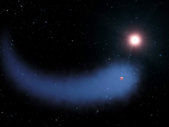 Huge cloud of hydrogen bleeding off of the Neptune-sized exoplanet Gliese 436b.